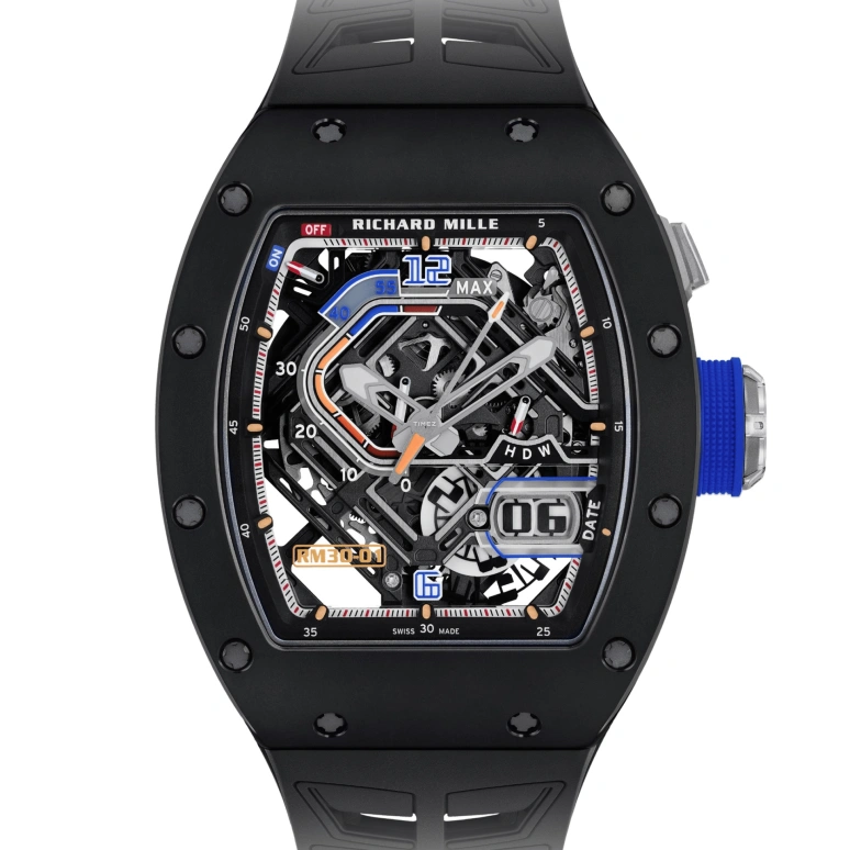 Richard Mille,Not Tourbillon 42x49.94mm,42x49.94mm,Ceramic,Black,Automatic,Power Reserve Indicator,Big Date,Function Selector,RM 30,RM 30-01 BLACK CE