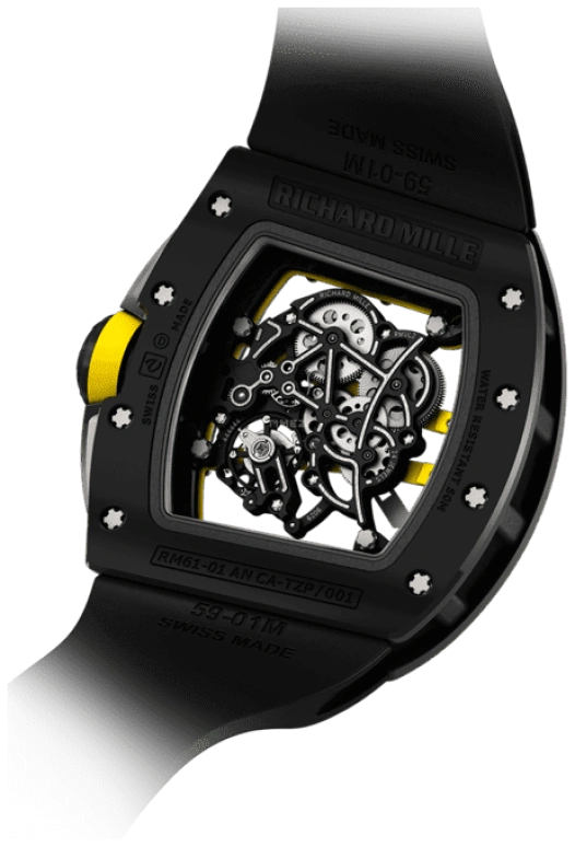 Richard Mille,Not Tourbillon 50.23x42.70mm,50.23x42.70mm,Ceramic,Carbon TPT,Skeleton,Handwound,55hours,In-house Caliber,RM 61,RM 61-01 Yohan Blake CE GREEN