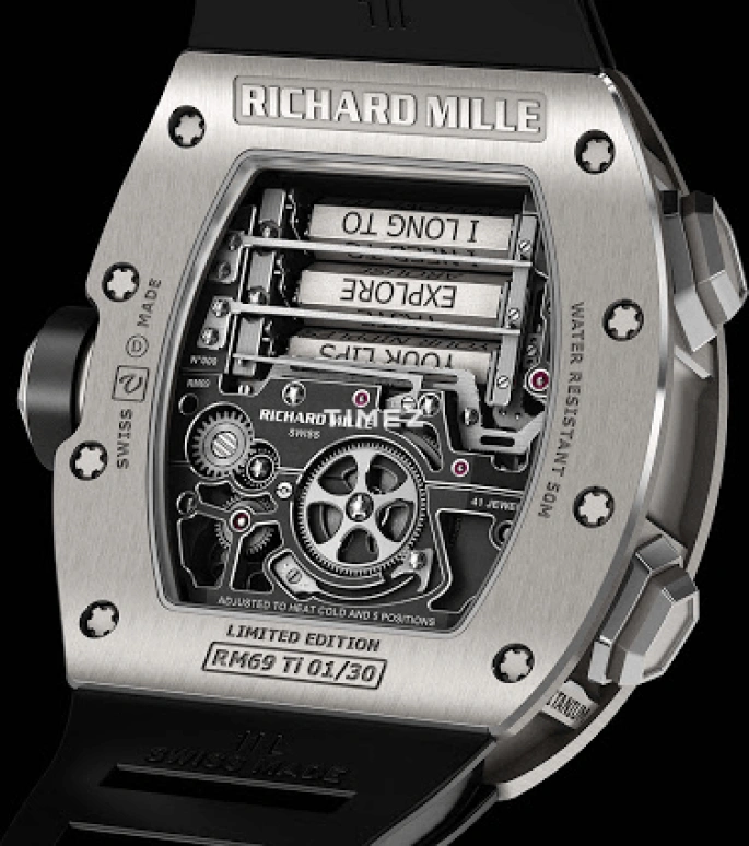Richard Mille,Tourbillon 42.70x50mm,42.70x50mm,Titanium,Black,Handwound,Tourbillon,Tonneau,RM 69 Erotic Tourbillon TI