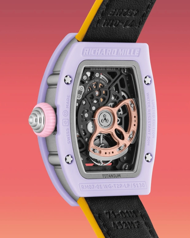Richard Mille,Not Tourbillon 31.40x45.66mm,31.40x45.66mm,Ceramic,Multi-Color,Automatic,Sapphire,Tonneau,RM 07,RM 07-01 LAVENDER PINK