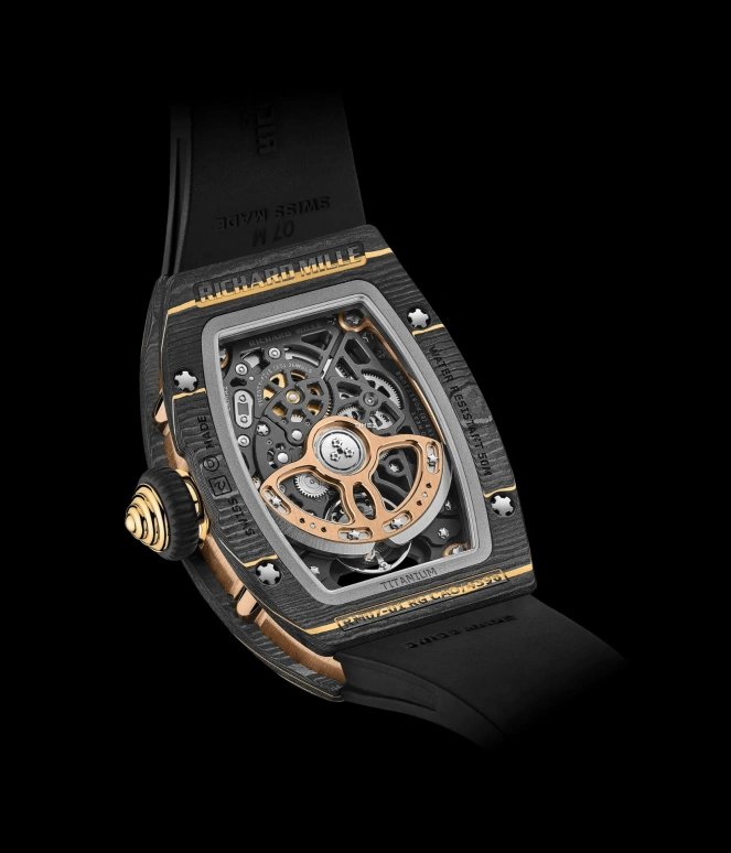 Richard Mille,Not Tourbillon 45.66x31.40mm,45.66x31.40mm,NTPT,Rose Gold,Black,Automatic,50hours,In-house Caliber,RM 07,RM 07-01 NTPT DI