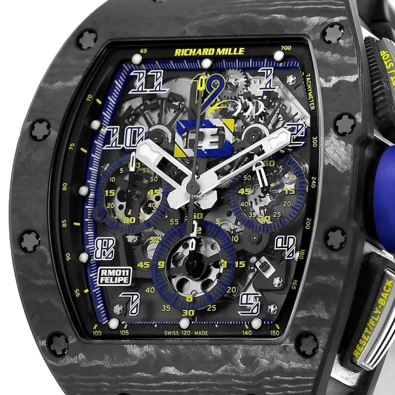 Richard Mille,Not Tourbillon 40x50mm,40x50mm,NTPT,Skeleton,Automatic,Chronograph,Month,Day,Flyback,Sapphire,Tonneau,RM 011 Felipe Massa 10th Anniversary