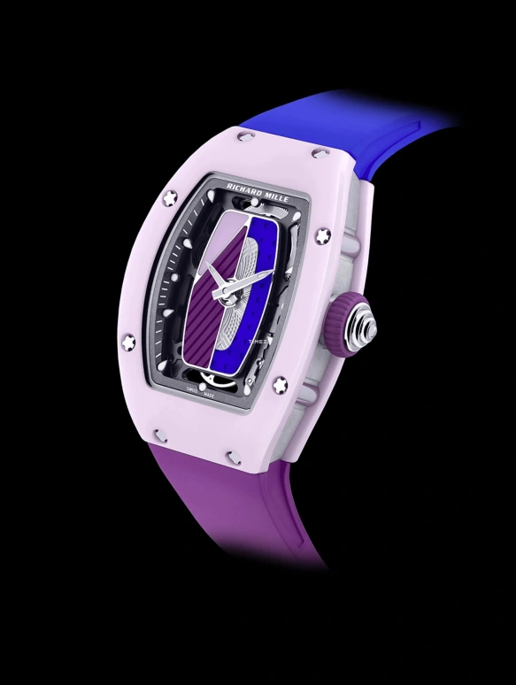 Richard Mille,Not Tourbillon 45.66x31.40mm,45.66x31.40mm,Ceramic,Purple,Blue,Automatic,50hours,In-house Caliber,RM 07,RM 07-01 PASTEL PINK
