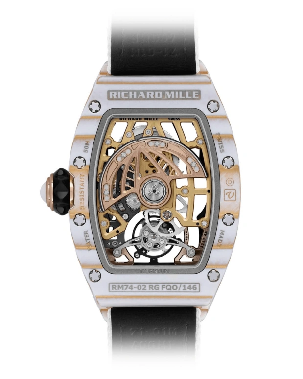 Richard Mille,Tourbillon 52.63x34.40mm,52.63x34.40mm,Red Gold,Quartz TPT,Rose Gold,Automatic,Tourbillon,50hours,RM 74,RM 74-02 WHITE