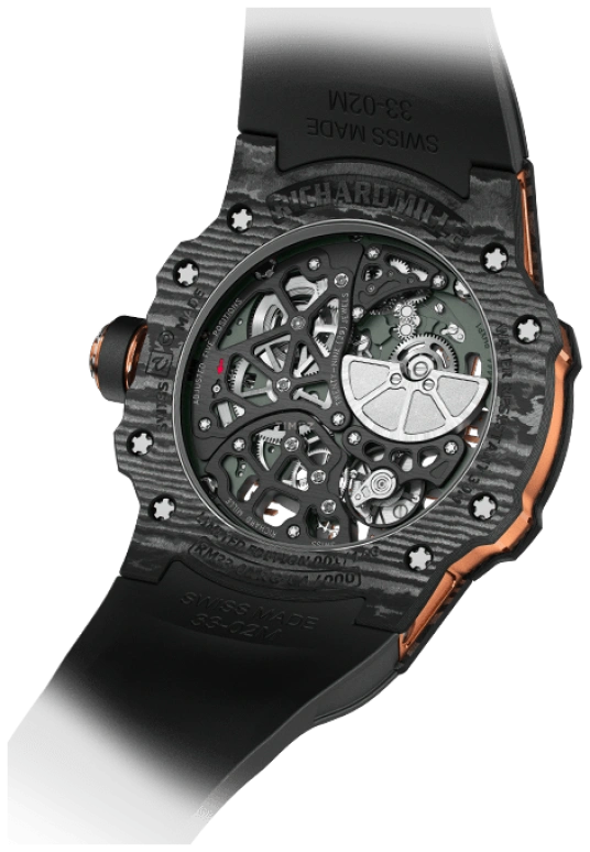 Richard Mille,Not Tourbillon 41.70mm,41.70mm,NTPT,Rose Gold,Skeleton,Automatic,45hours,In-house Caliber,Charles Leclerc,RM 33,RM 33-02 NTPT
