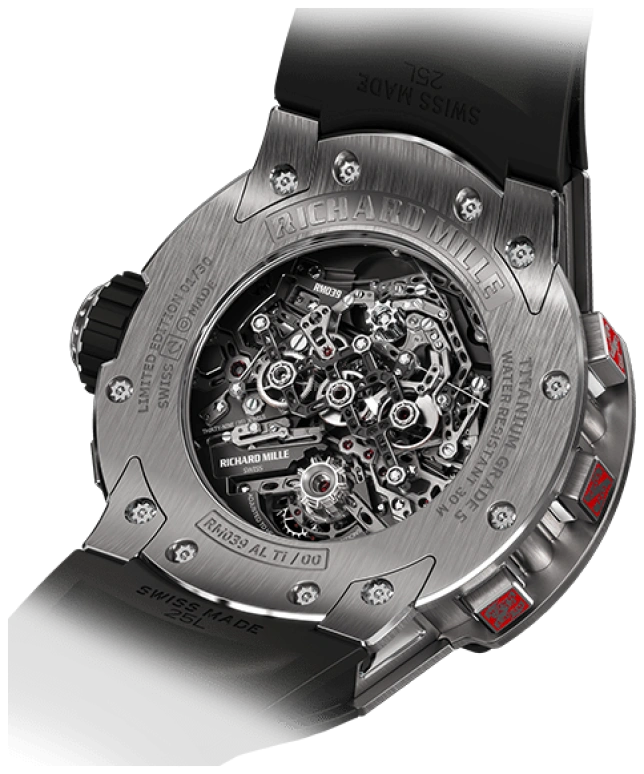 Richard Mille,Tourbillon 50mm,50mm,Titanium,Skeleton,Handwound,Countdown,Chronograph,Day,Power Reserve Indicator,70hours,In-house Caliber,RM 039 Tourbillon Chronograph Aviation
