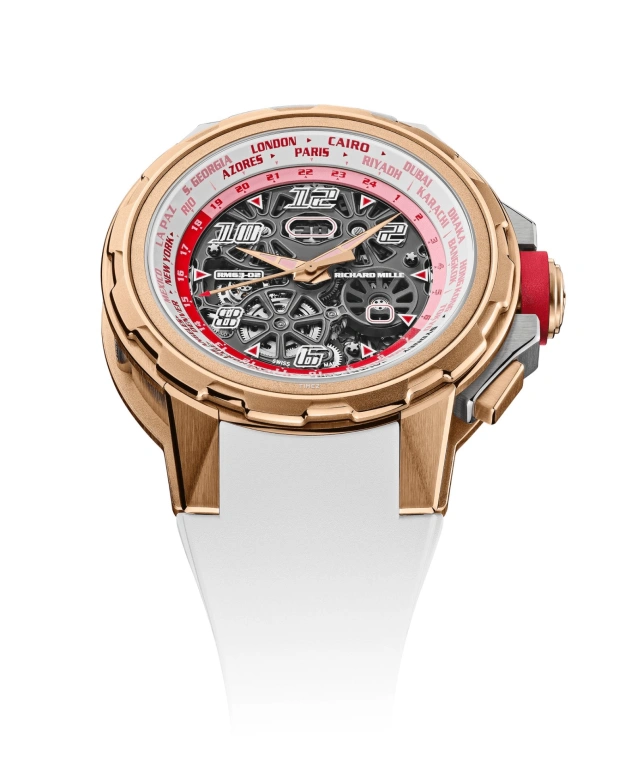 Richard Mille,Not Tourbillon 47mm,47mm,Titanium,Red Gold,White,Grey,Automatic,World Time,Big Date,Function Selector,RM 63,RM 63-02 TI RG