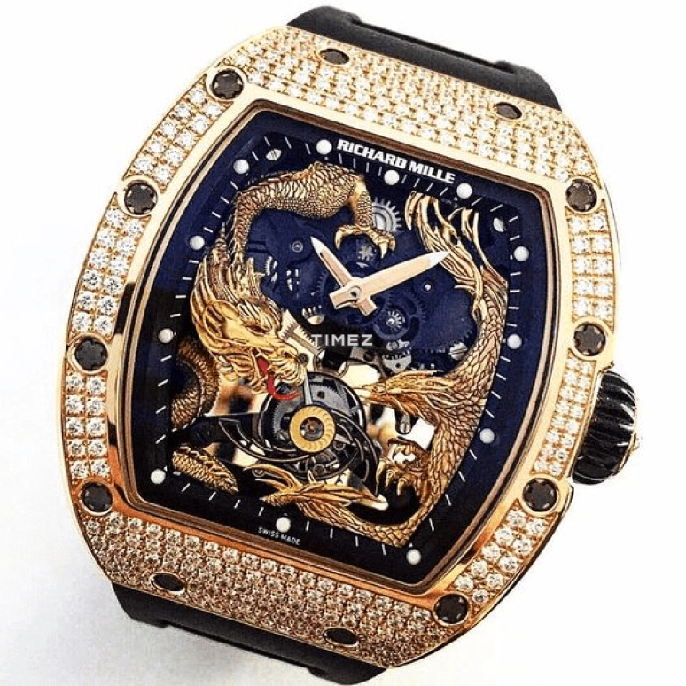 Richard Mille,Tourbillon 50x42.70mm,50x42.70mm,Rose Gold,Skeleton,Gold,Handwound,Tourbillon,Sapphire,Crystal Glass,RM 57,RM 57-01 RG FULL DI
