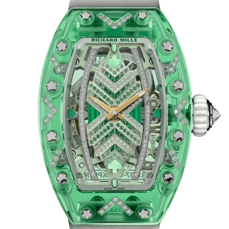 Richard Mille,Not Tourbillon 32.90x46.75mm,32.90x46.75mm,Sapphire,Green,Automatic,50hours,In-house Caliber,RM 07,RM 07-02 Sapphire Green Set