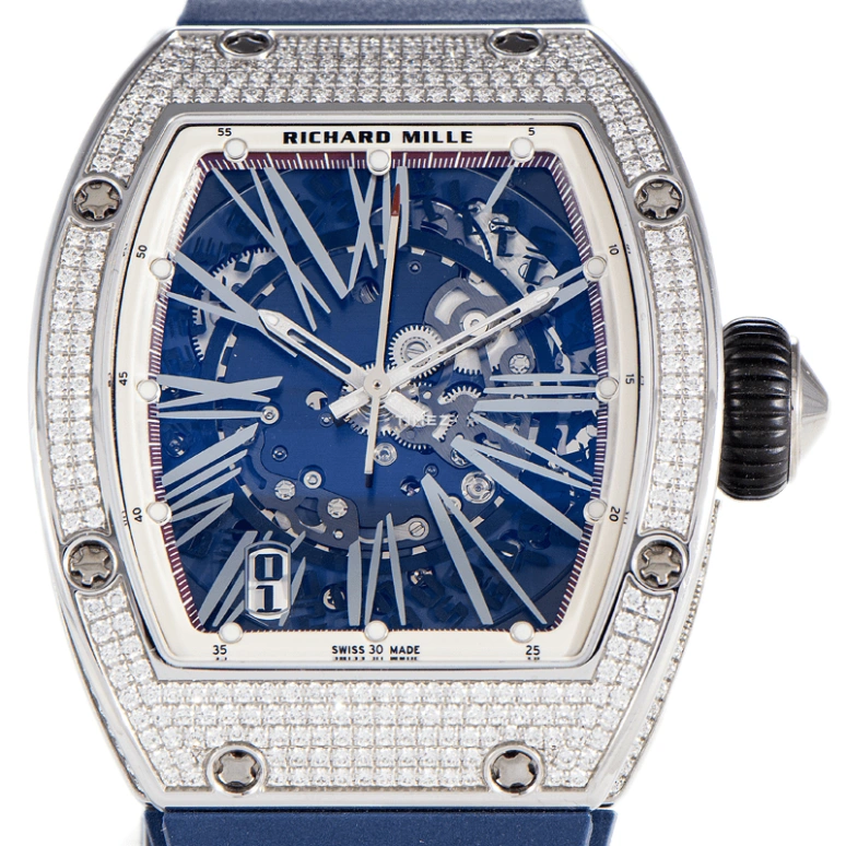 Richard Mille,Not Tourbillon 38x45mm,38x45mm,White Gold,Black,Automatic,Day,In-house Caliber,RM 023 WG FULL DI