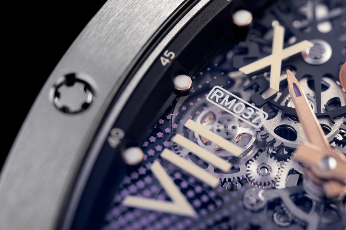 Richard Mille,Not Tourbillon 34.40x52.63mm,34.40x52.63mm,Titanium,Skeleton,Automatic,Big Date,Function Selector,RM 037 Purple Gradient Dial