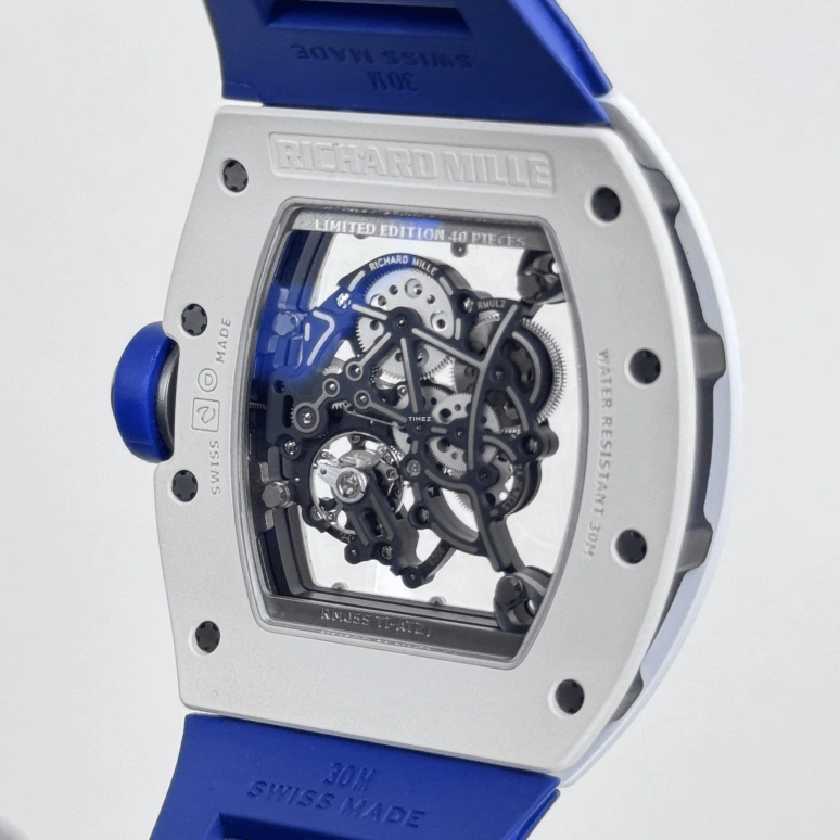 Richard Mille,Not Tourbillon 49.90x42.70mm,49.90x42.70mm,Ceramic,Black,Handwound,Sapphire,Tonneau,RM 055 Bubba Watson Japan Edition White CE