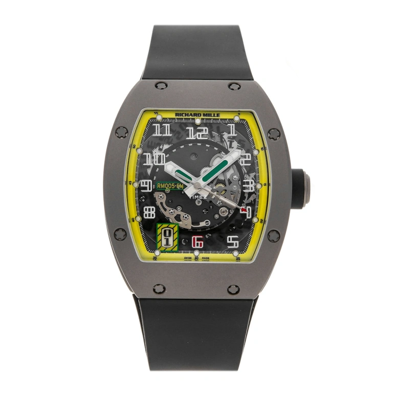 Richard Mille,Not Tourbillon 37.80x45mm,37.80x45mm,Titanium,Skeleton,Automatic,Day,Sapphire,Crystal Glass,RM 005 Felipe Massa TI