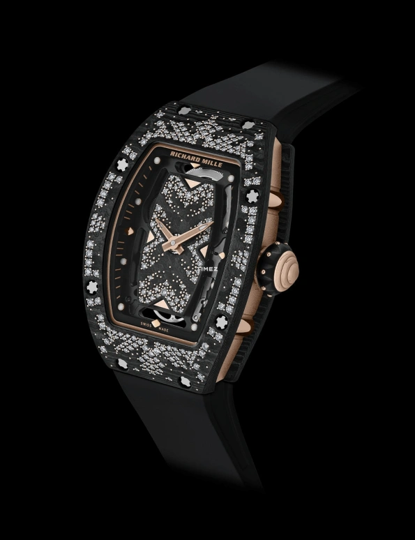 Richard Mille,Not Tourbillon 31.40x45.66mm,31.40x45.66mm,NTPT,Rose Gold,Black,Automatic,50hours,In-house Caliber,RM 07,RM 07-01 BRIGHT NIGHT