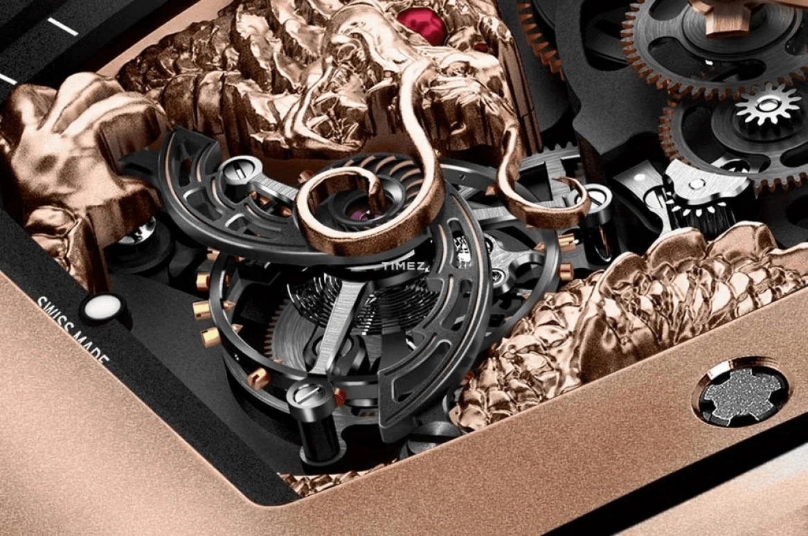 Richard Mille,Tourbillon 47.20x50mm,47.20x50mm,Rose Gold,Skeleton,Handwound,Power Reserve Indicator,Tourbillon,RM 057 Tourbillon Jackie Chan