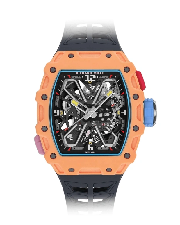 Richard Mille,Not Tourbillon 43.15x49.95mm,43.15x49.95mm,Quartz TPT,Carbon TPT,Black,Automatic,Function Selector,55hours,RM 35,RM 35-03 Rafael Nadal salmon