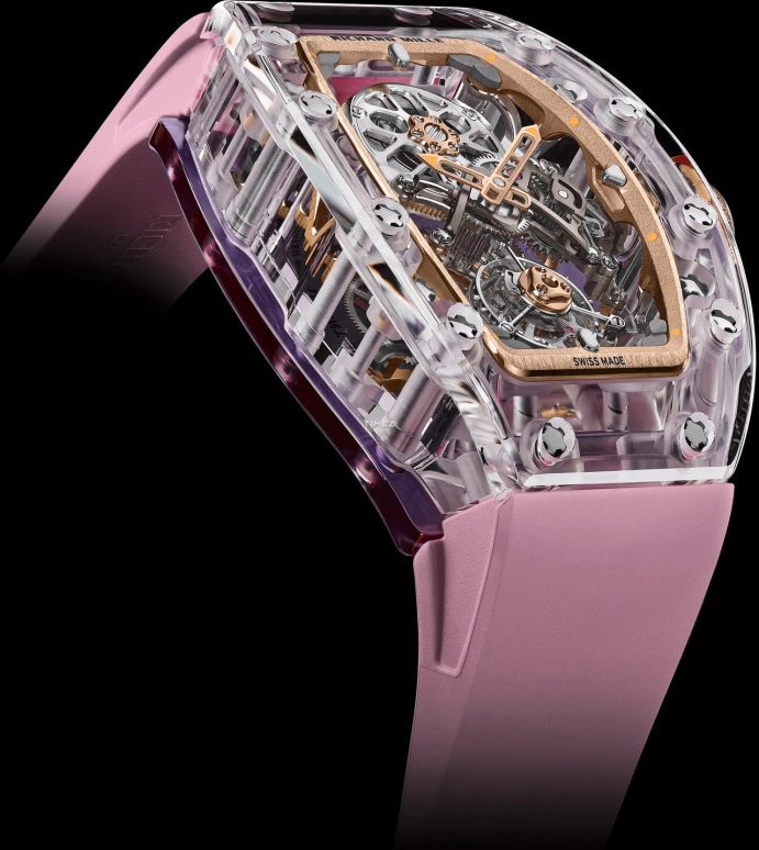 Richard Mille,Tourbillon 32.90x46.75mm,32.90x46.75mm,Sapphire,Silver,Handwound,Tourbillon,65hours,RM 75,RM 75-01 Flying Tourbillon Sapphire Pink