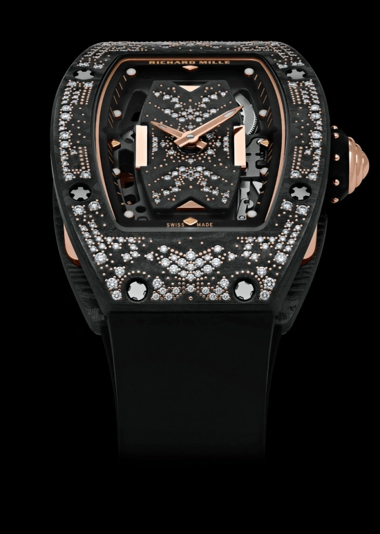 Richard Mille,Not Tourbillon 31.40x45.66mm,31.40x45.66mm,NTPT,Rose Gold,Black,Automatic,50hours,In-house Caliber,Yeoh Choo Kheng,Michelle Yeoh,RM 07,RM 07-01 MISTY NIGHT