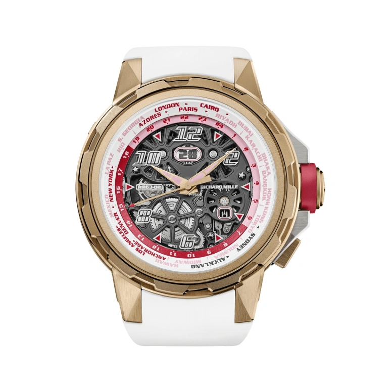 Richard Mille,Not Tourbillon 47mm,47mm,Titanium,Red Gold,White,Grey,Automatic,World Time,Big Date,Function Selector,RM 63,RM 63-02 TI RG