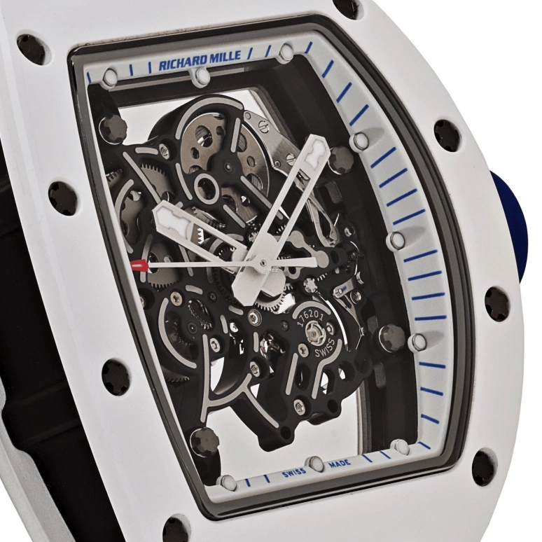 Richard Mille,Not Tourbillon 49.90x42.70mm,49.90x42.70mm,Ceramic,Black,Handwound,Sapphire,Tonneau,RM 055 Bubba Watson Japan Edition White CE