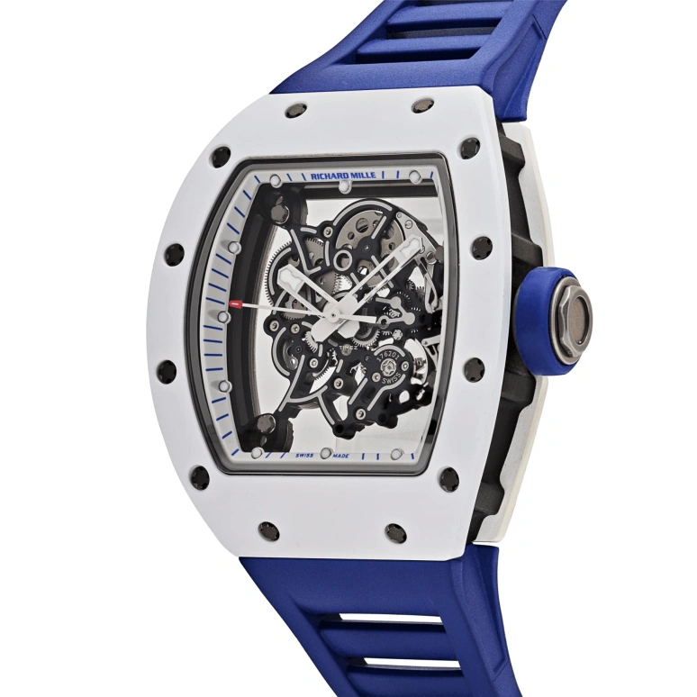 Richard Mille,Not Tourbillon 49.90x42.70mm,49.90x42.70mm,Ceramic,Black,Handwound,Sapphire,Tonneau,RM 055 Bubba Watson Japan Edition White CE