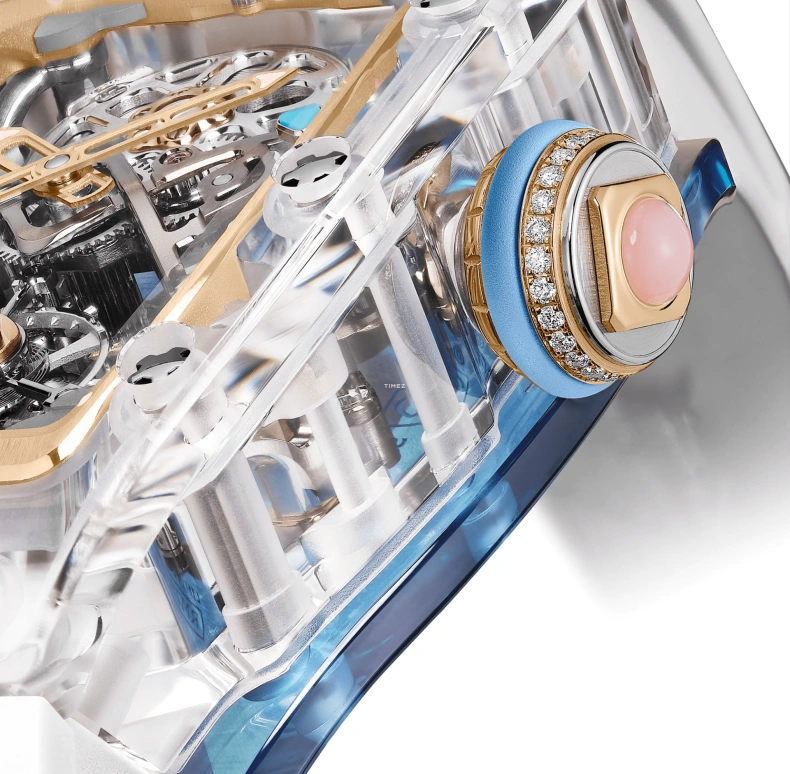 Richard Mille,Tourbillon 32.90x46.75mm,32.90x46.75mm,Sapphire,Silver,Handwound,Tourbillon,65hours,RM 75,RM 75-01 Flying Tourbillon Sapphire Blue