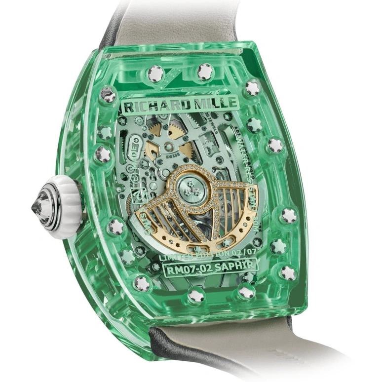 Richard Mille,Not Tourbillon 32.90x46.75mm,32.90x46.75mm,Sapphire,Green,Automatic,50hours,In-house Caliber,RM 07,RM 07-02 Sapphire Green Set