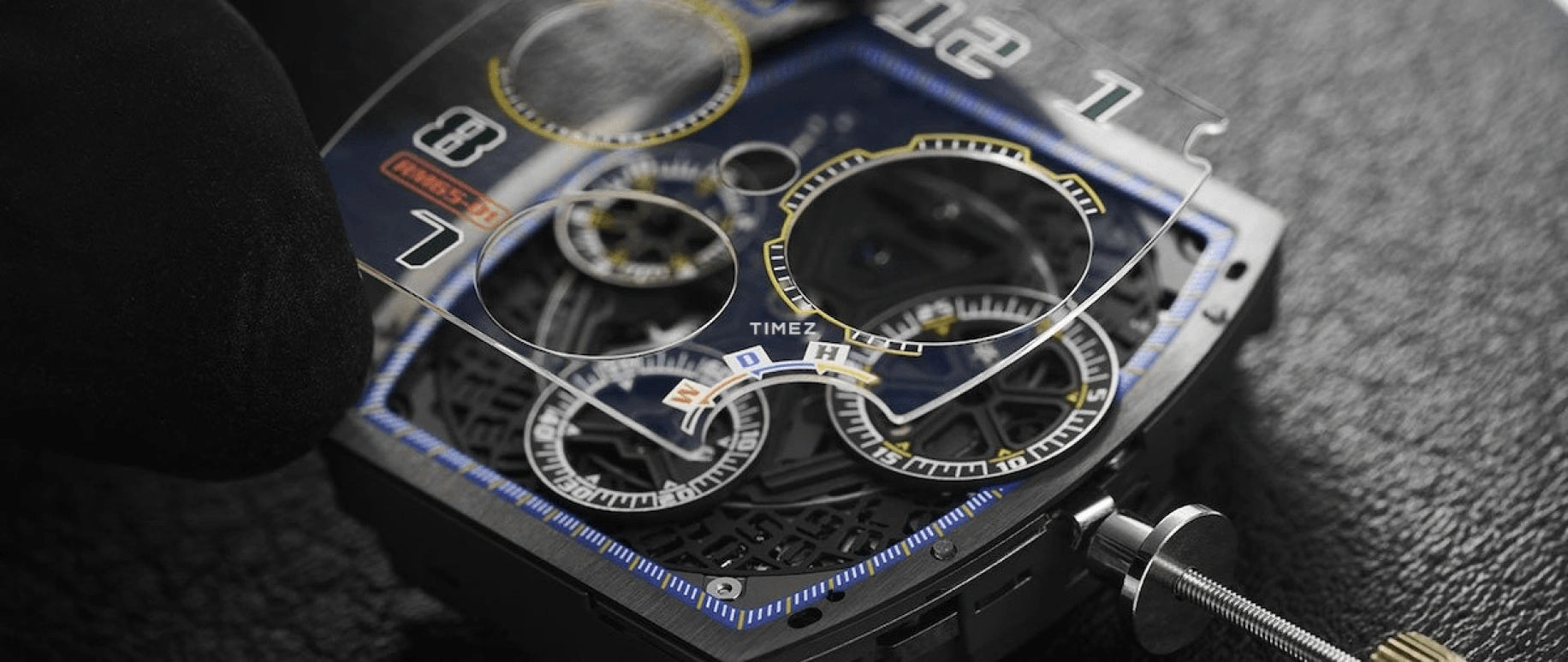 Richard Mille,Not Tourbillon 44.50x49.94mm,44.50x49.94mm,Quartz TPT,Skeleton,Automatic,Chronograph,Day,Flyback,Rattrapante,In-house Caliber,Sapphire,Crystal Glass,RM 65,RM 65-01 PASTEL BLUE