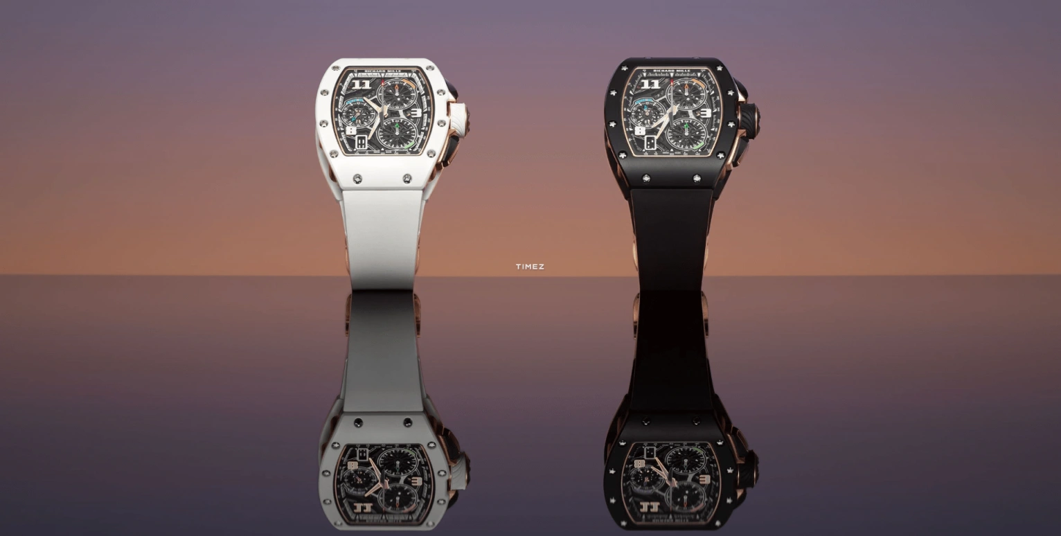 Richard Mille,Not Tourbillon 38.40x47.34mm,38.40x47.34mm,Ceramic,Rose Gold,Skeleton,Automatic,Chronograph,Day,Flyback,Function Selector,50hours,In-house Caliber,Jake Paul,RM 72,RM 72-01 Lifestyle Flyback BLACK CE