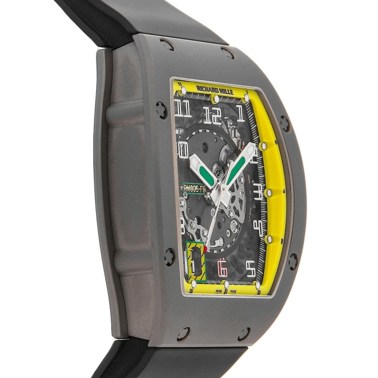 Richard Mille,Not Tourbillon 37.80x45mm,37.80x45mm,Titanium,Skeleton,Automatic,Day,Sapphire,Crystal Glass,RM 005 Felipe Massa TI