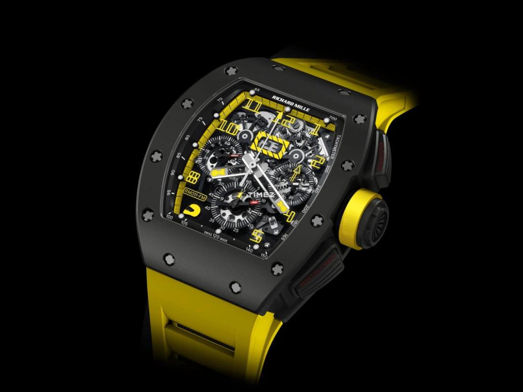 Richard Mille,Not Tourbillon 50x40mm,50x40mm,Carbon,Skeleton,Yellow,Automatic,Chronograph,Month,Day,Flyback,Sapphire,Tonneau,RM 011 Felipe Massa YELLOW