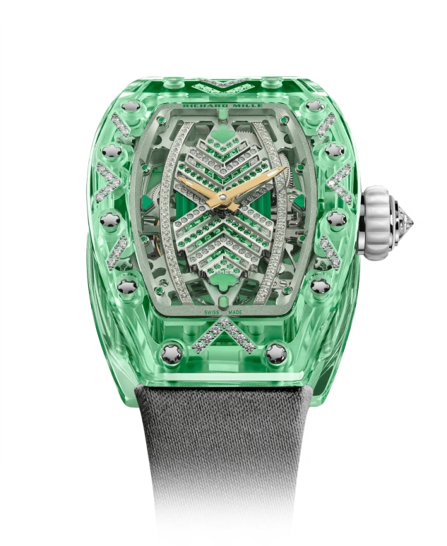 Richard Mille,Not Tourbillon 32.90x46.75mm,32.90x46.75mm,Sapphire,Green,Automatic,50hours,In-house Caliber,RM 07,RM 07-02 Sapphire Green Set
