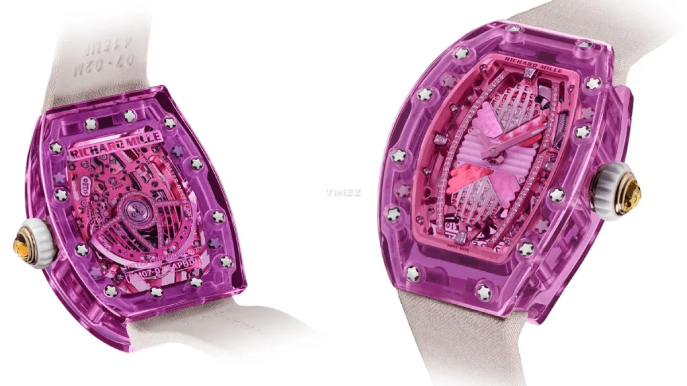 Richard Mille,Not Tourbillon 46.75x32.90mm,46.75x32.90mm,Sapphire,Purple,Automatic,50hours,In-house Caliber,RM 07,RM 07-02 Sapphire Lilac