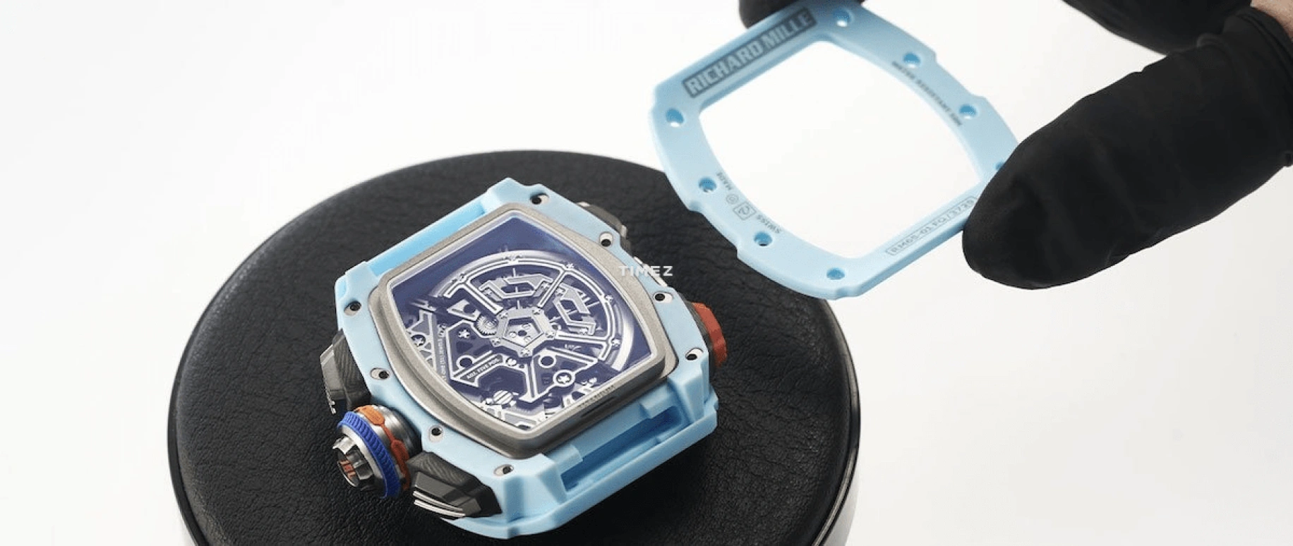 Richard Mille,Not Tourbillon 44.50x49.94mm,44.50x49.94mm,Quartz TPT,Skeleton,Automatic,Chronograph,Day,Flyback,Rattrapante,In-house Caliber,Sapphire,Crystal Glass,RM 65,RM 65-01 PASTEL BLUE