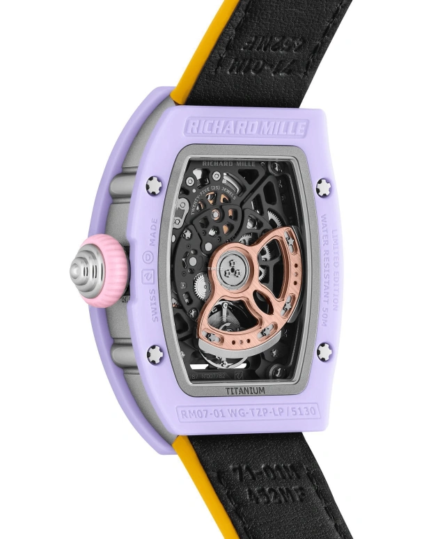 Richard Mille,Not Tourbillon 31.40x45.66mm,31.40x45.66mm,Ceramic,Multi-Color,Automatic,Sapphire,Tonneau,RM 07,RM 07-01 LAVENDER PINK