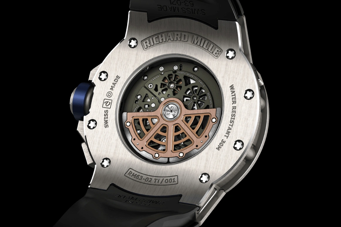 Richard Mille,Not Tourbillon 47mm,47mm,Titanium,Blue,Skeleton,Automatic,World Time,Sapphire,RM 63,RM 63-02 TI