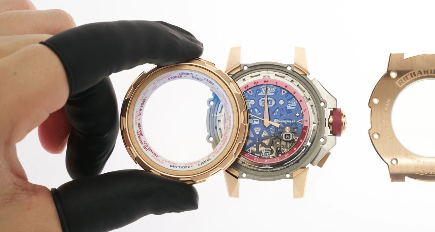 Richard Mille,Not Tourbillon 47mm,47mm,Titanium,Red Gold,White,Grey,Automatic,World Time,Big Date,Function Selector,RM 63,RM 63-02 TI RG