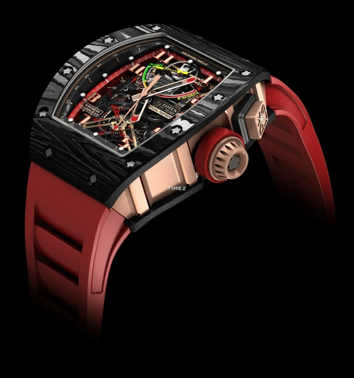 Richard Mille,Tourbillon 42.70x49.94mm,42.70x49.94mm,NTPT,Rose Gold,Skeleton,Handwound,Chronograph,Power Reserve Indicator,Tourbillon,Function Selector,Sapphire,Tonneau,RM 50,RM 50-01 LOTUS Tourbillon Romain Grosjean NTPT/RG