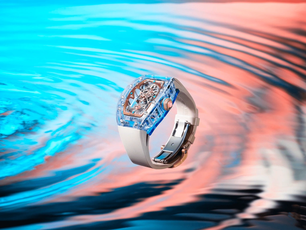 Richard Mille,Tourbillon 32.90x46.75mm,32.90x46.75mm,Sapphire,Silver,Handwound,Tourbillon,65hours,RM 75,RM 75-01 Flying Tourbillon Sapphire Blue