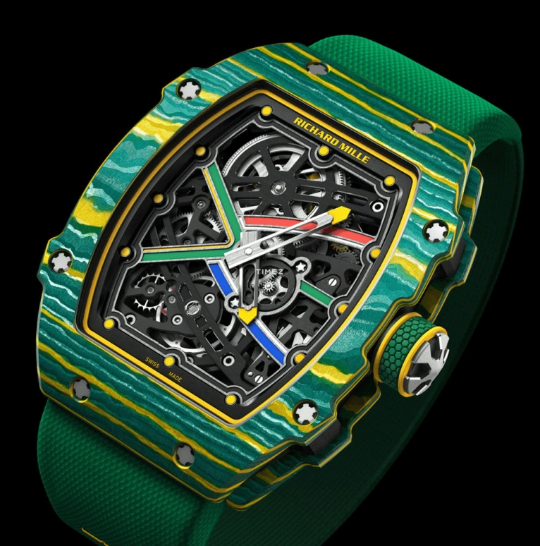Richard Mille,Not Tourbillon 38.70x47.52mm,38.70x47.52mm,Carbon TPT,Skeleton,Automatic,50hours,In-house Caliber,Karim Benzema,Jayson Tatum,Taco Jay,RM 67,RM 67-02 Wayde Van Niekerk