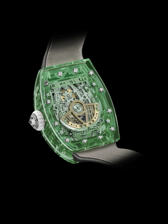 Richard Mille,Not Tourbillon 32.90x46.75mm,32.90x46.75mm,Sapphire,Green,Automatic,50hours,In-house Caliber,RM 07,RM 07-02 Sapphire Green Set