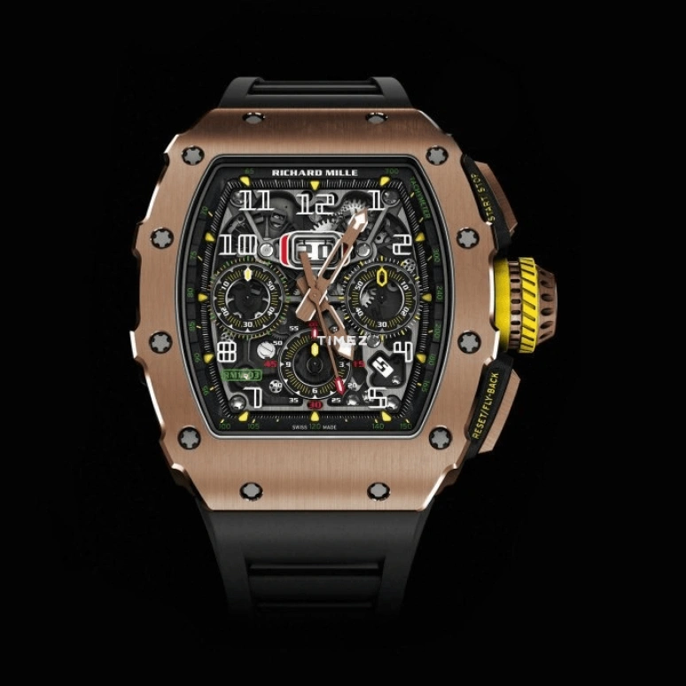 Richard Mille,Not Tourbillon 49.94x44.50mm,49.94x44.50mm,Rose Gold,Grey,Automatic,Chronograph,Month,Day,Flyback,Sapphire,Tonneau,OFFSET,Migos,RM 11,RM 11-03 Flyback Chronograph RG