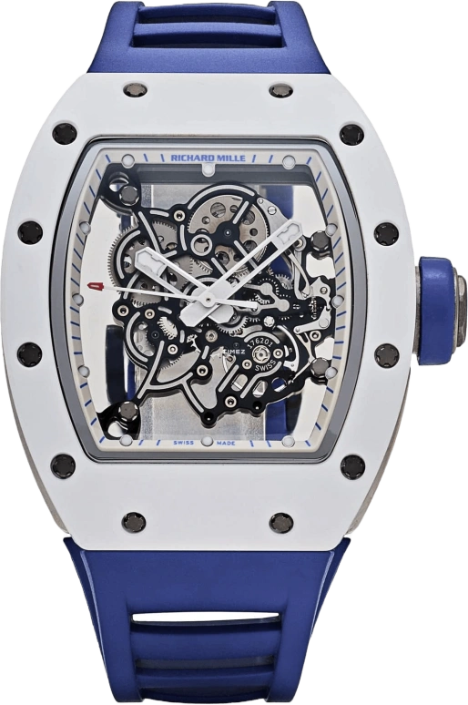 Richard Mille,Not Tourbillon 49.90x42.70mm,49.90x42.70mm,Ceramic,Black,Handwound,Sapphire,Tonneau,RM 055 Bubba Watson Japan Edition White CE