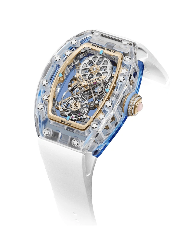 Richard Mille,Tourbillon 32.90x46.75mm,32.90x46.75mm,Sapphire,Silver,Handwound,Tourbillon,65hours,RM 75,RM 75-01 Flying Tourbillon Sapphire Blue