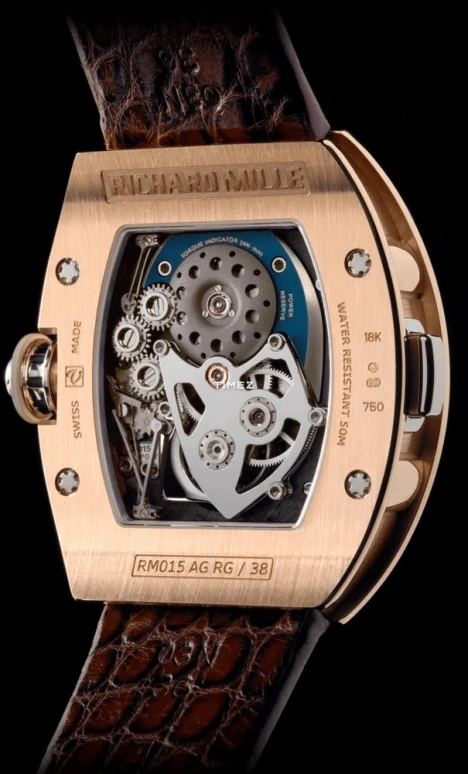 Richard Mille,Tourbillon 48x39.30mm,48x39.30mm,Rose Gold,Skeleton,Handwound,Power Reserve Indicator,Dule Time,RM 015 Tourbillon Dual Time Zone RG