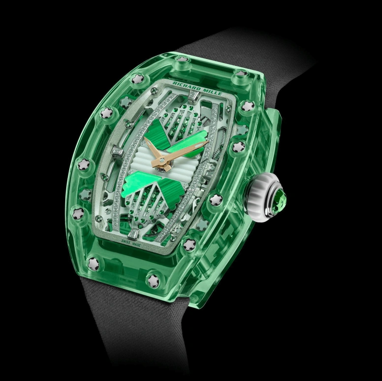 Richard Mille,Not Tourbillon 46.75x32.90mm,46.75x32.90mm,Sapphire,Green,Automatic,50hours,In-house Caliber,RM 07,RM 07-02 Sapphire Green Limited