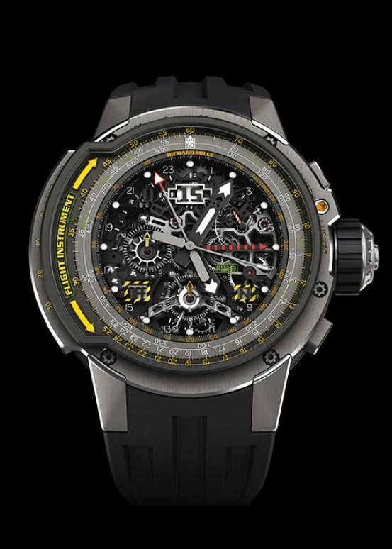 Richard Mille,Tourbillon 50mm,50mm,Titanium,Skeleton,Handwound,Countdown,Chronograph,Day,Power Reserve Indicator,70hours,In-house Caliber,RM 039 Tourbillon Chronograph Aviation