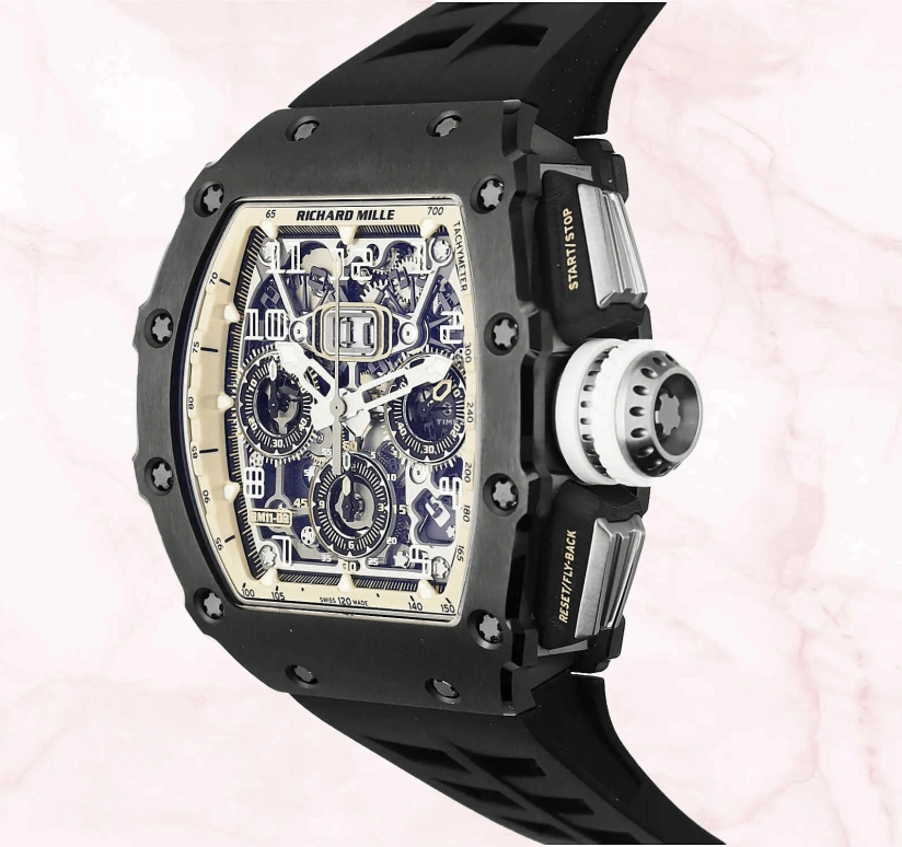Richard Mille,Not Tourbillon 44.50x49.94mm,44.50x49.94mm,Titanium,Cream,Skeleton,Automatic,Chronograph,Month,Day,Flyback,Tonneau,Black,RM 11,RM 11-03 Last Black Edition