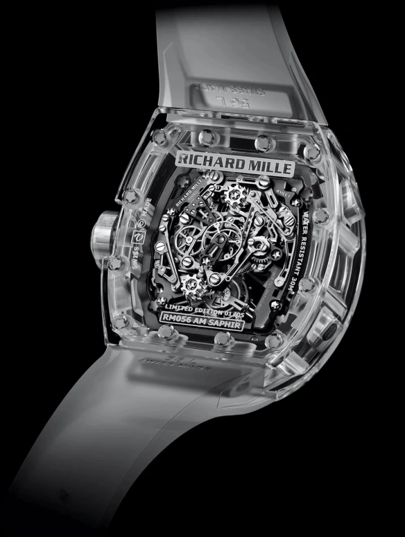 Richard Mille,Tourbillon 42.70x50.50mm,42.70x50.50mm,Sapphire,Skeleton,Handwound,Chronograph,Rattrapante,Function Selector,Torque Indicator,Tonneau,RM 056