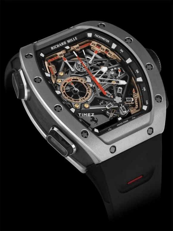 Richard Mille,Tourbillon 42.90mm,42.90mm,Titanium,Skeleton,Handwound,Chronograph,Power Reserve Indicator,Tourbillon,Rattrapante,70hours,In-house Caliber,RM 43,RM 43-01 FERRARI TI